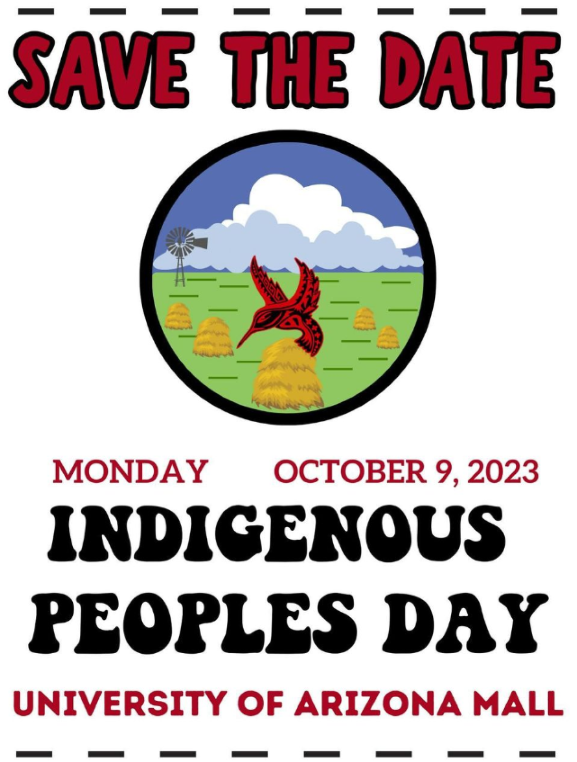 Flyer for Indigenous Peoples' Day hosted on the UA Mall area
